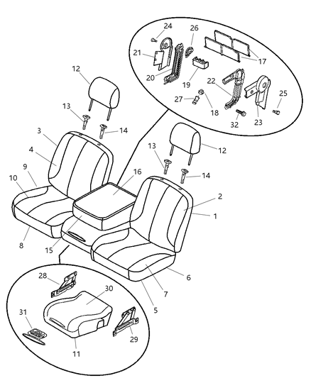 2005 Dodge Ram 1500 Front, Leather Diagram 1 - Thumbnail