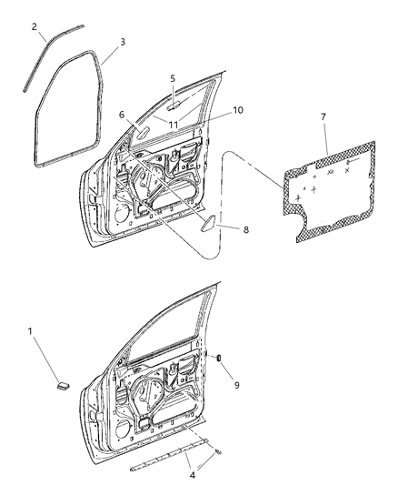 1999 Dodge Durango Seal Glass Running Diagram for 55256711AB