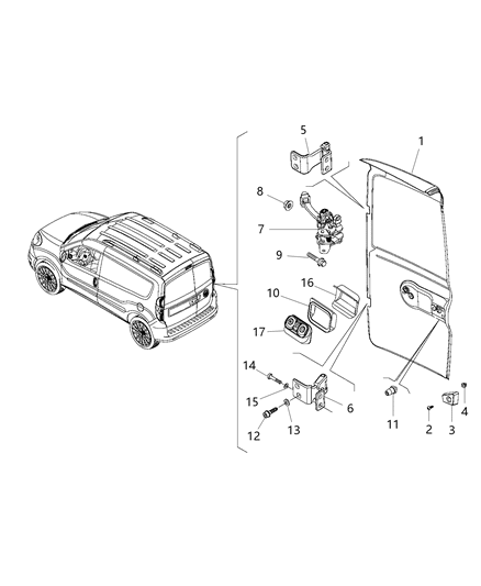2017 Ram ProMaster City Hinge Door Upper Diagram for 68266418AA