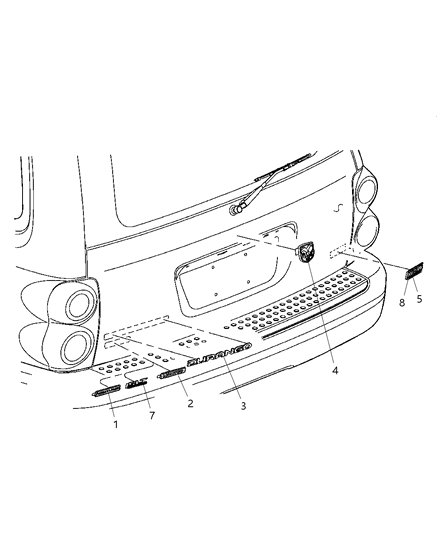 2009 Dodge Durango Nameplate Fender Mounted Diagram for 68032307AA