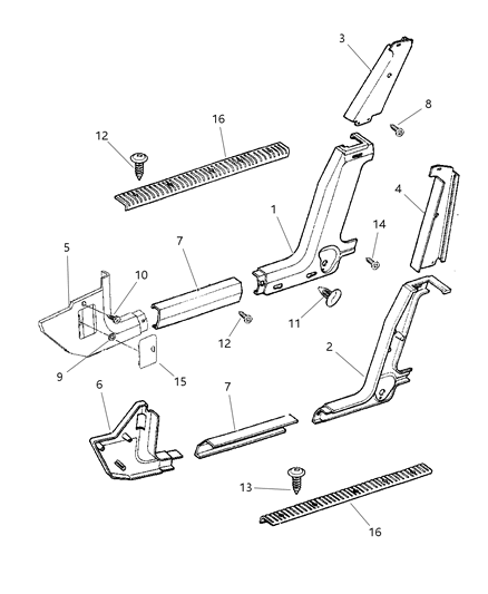 1997 Jeep Cherokee Panels - Interior Trim, Front Diagram 1 - Thumbnail