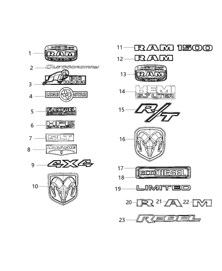 2015 Ram 1500 Nameplate Eco Diesel Diagram for 68164914AA