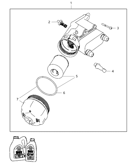 2011 Dodge Journey Engine Oil , Engine Oil Filter & Adapter And Housing , Oil Cooler & Hoses / Tubes Diagram 1 - Thumbnail