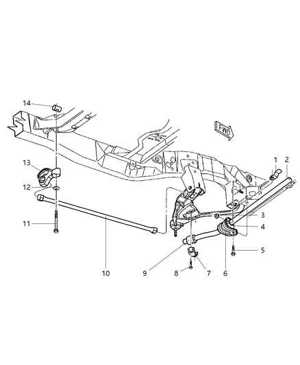 1997 Dodge Dakota Stabilizer Bar Clamp, Front Diagram for 52038825