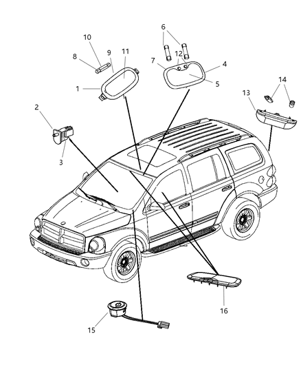 2009 Dodge Durango Lamp LED Diagram for 1GV99BD1AA