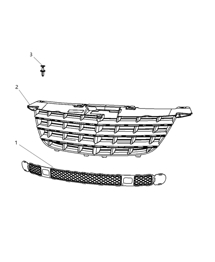 2008 Chrysler Sebring Grille, Front Upper Diagram for 1CM541S9AC