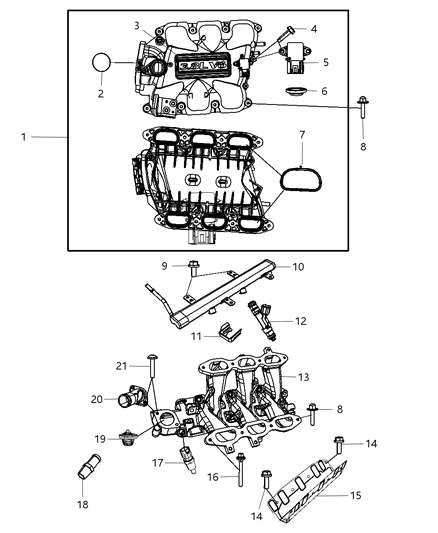 2007 Jeep Wrangler Intake Manifold & Mounting Diagram 2 - Thumbnail