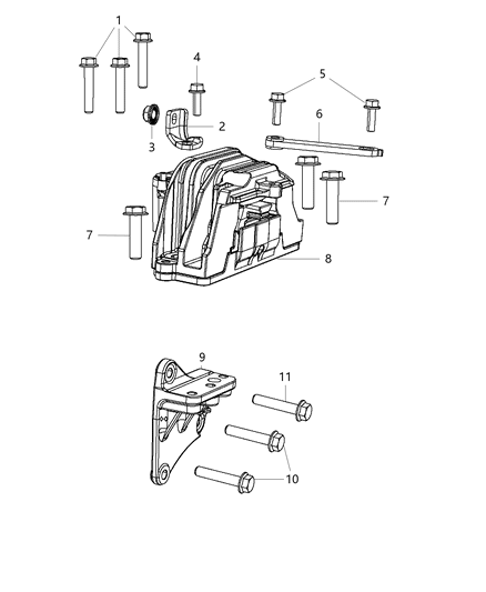 2014 Dodge Journey Transmission Support Diagram for 68081449AB