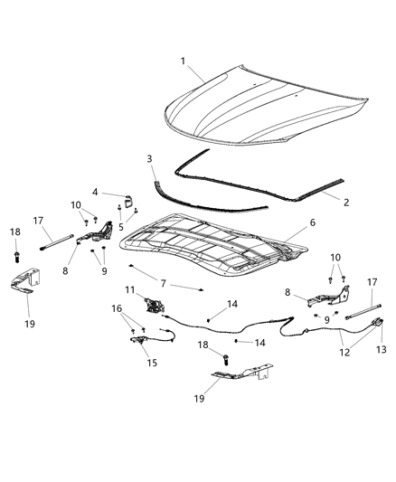 2016 Chrysler 200 Lift Cylinder, Front Passenger Side Diagram for 68105152AB