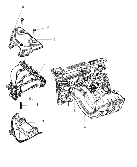 2006 Chrysler Sebring Manifolds Intake And Exhaust Diagram 1 - Thumbnail