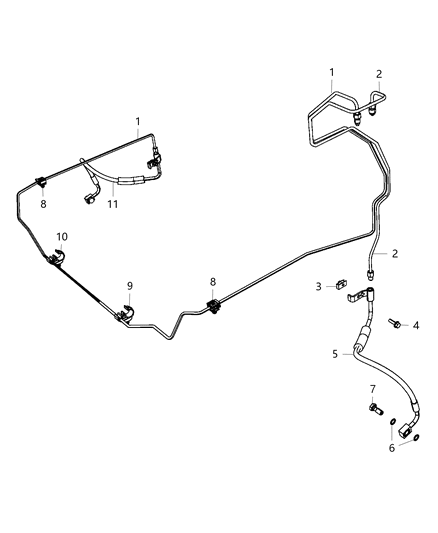 2013 Jeep Wrangler Brake Tubes & Hoses, Front Diagram 1 - Thumbnail