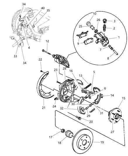 1997 Chrysler Sebring Screw, Automatic Adjuster, Standard, Right Diagram for 4238770