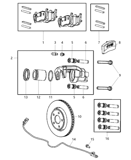 2005 Jeep Grand Cherokee Bushing And Sleeve Kit Caliper Diagram for 5103158AA
