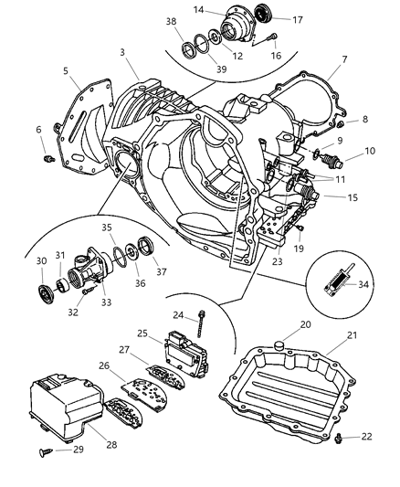 1998 Dodge Grand Caravan Case , Extension And Solenoid And Retainer Diagram 2 - Thumbnail