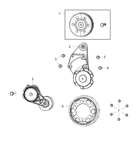 2020 Ram 3500 Pickup Pulley & Related Parts Diagram 2 - Thumbnail