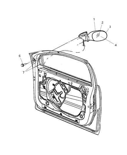 2000 Chrysler 300M Mirror Outside Rearview Diagram for 4574607AD