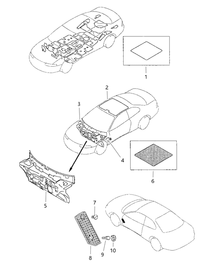 1998 Chrysler Sebring Coupe Silencer & Footrest Diagram