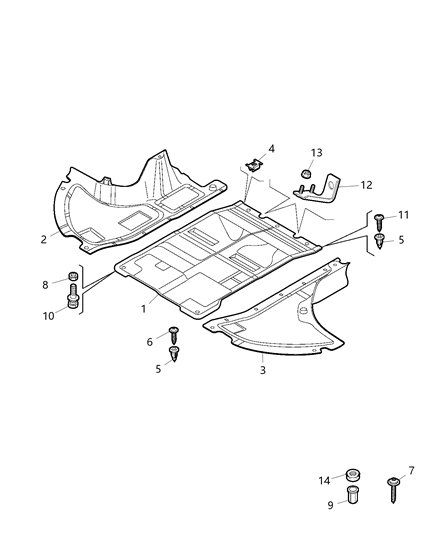 2020 Ram ProMaster 2500 Underbody Shields of Frame, Bumper And Fascia Diagram