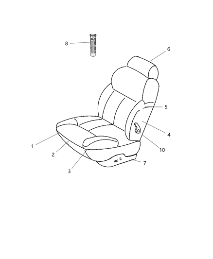 2004 Dodge Intrepid Headrest, Slate Gray, Front Diagram for UF911DVAA