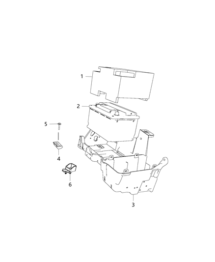2017 Ram 4500 Battery, Tray, And Support Diagram 1 - Thumbnail