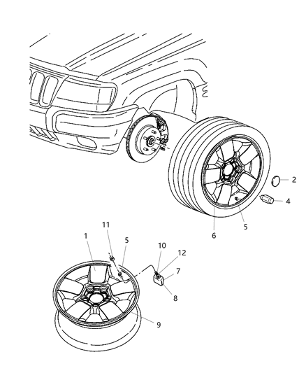 2004 Jeep Grand Cherokee Center Cap Diagram for 52080334AA