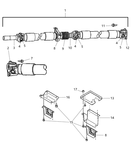 2007 Dodge Ram 2500 Universal Joint Kit Diagram for V8012157AA