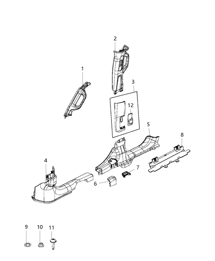 2020 Jeep Gladiator Interior Moldings And Pillars Diagram 1 - Thumbnail