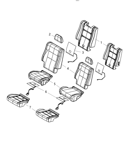 2020 Dodge Durango Rear Seat, Bucket Diagram 1 - Thumbnail