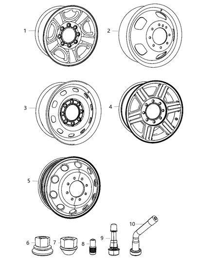 2013 Ram 3500 Cab Chassis Wheels & Hardware Diagram