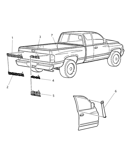 2001 Dodge Ram 1500 Decal, Silver Diagram for 5GL14CA1AA