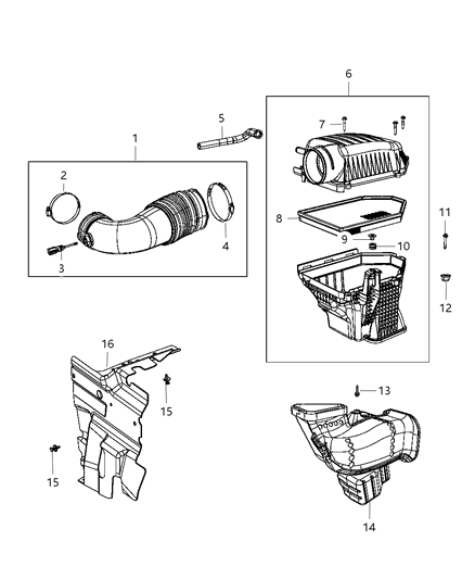 2015 Chrysler 300 Filter Air Diagram for 68256672AA