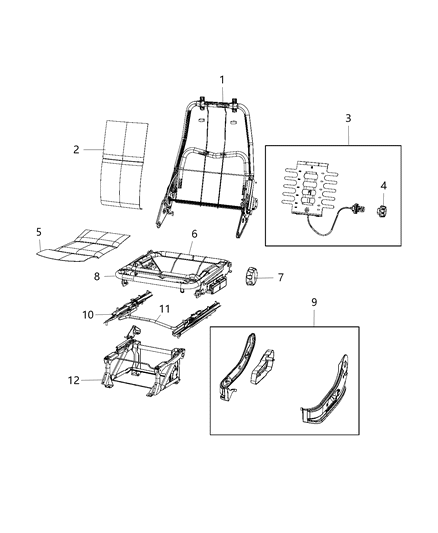 2017 Ram ProMaster 2500 Adjusters, Recliners & Shields, Driver Seat Diagram 2 - Thumbnail