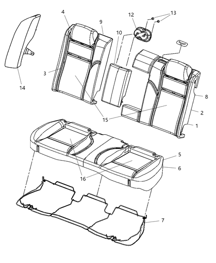 2010 Chrysler 300 Rear Seat - 60/40 Diagram 5 - Thumbnail