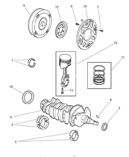 1999 Chrysler Cirrus Crankshaft , Piston And Torque Converter Diagram 1 - Thumbnail