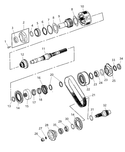 1999 Jeep Grand Cherokee Gear Train of Transfer Case Model Diagram 2 - Thumbnail