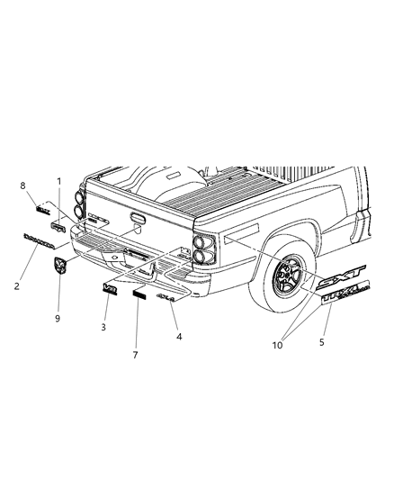 2008 Dodge Dakota Nameplate, Rear Diagram for 55112254AB