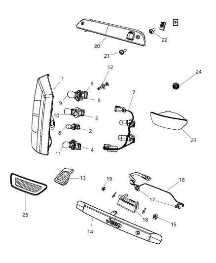 2011 Jeep Compass Lamp Tail Stop Turn Sidemarker Diagram for 5182544AB
