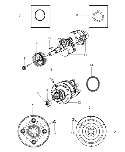 2008 Dodge Nitro Crankshaft , Bearings , Damper And Flexplate , Flywheel Diagram 2 - Thumbnail
