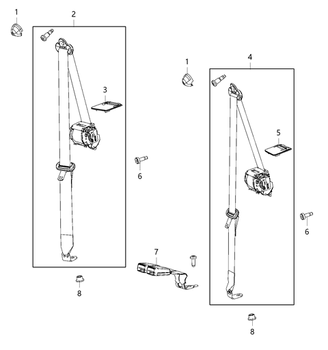2018 Jeep Wrangler All-new Model Rear Seat Belts Diagram 1 - Thumbnail