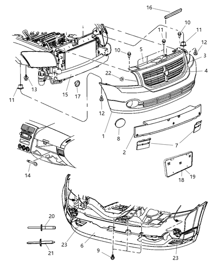 2007 Dodge Caliber Grille Radiator Diagram for ZX191V6AB