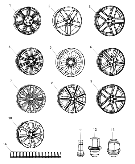 2012 Chrysler 200 Wheel Aluminum Diagram for 1TA78DD5AA