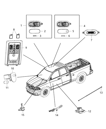 2016 Ram 3500 Cab Chassis Lamps, Interior Diagram