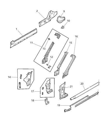1999 Chrysler Sebring Windshield Frame Diagram for 4724333