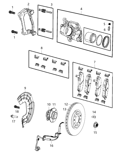 2021 Jeep Compass Sensor Anti-Lock Brakes Front Diagram for 68293236AB