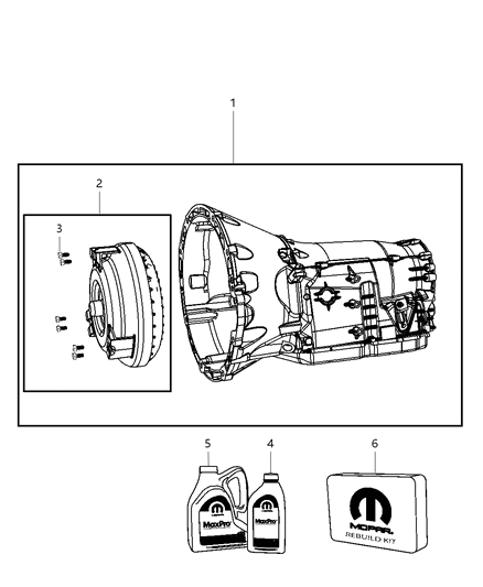 2012 Jeep Liberty Transmission Kit With Torque Converter Diagram for 68156212AA