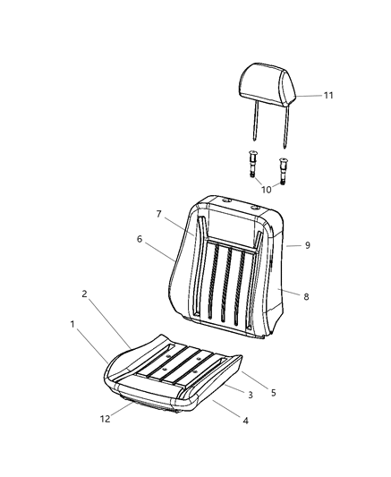 2006 Dodge Magnum Seat Back Pad, Front Diagram for 5140639AA