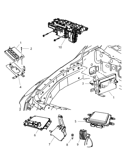 2009 Chrysler Aspen Module Powertrain Control Generic Diagram for RL150281AB