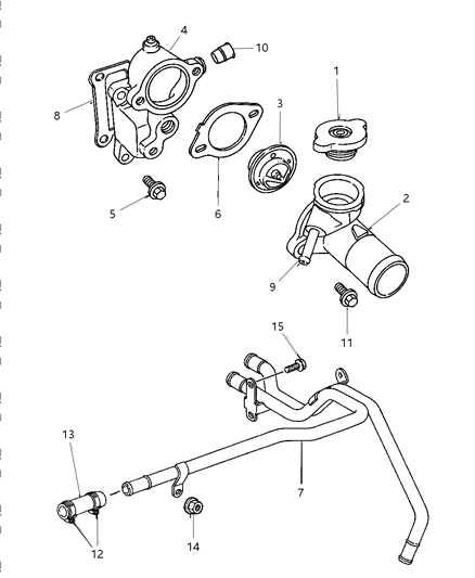 1997 Chrysler Sebring Thermostat Housing Diagram for 4667515