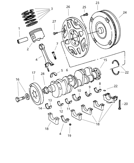 2000 Dodge Durango Crankshaft , Piston & Torque Converter Diagram 2 - Thumbnail