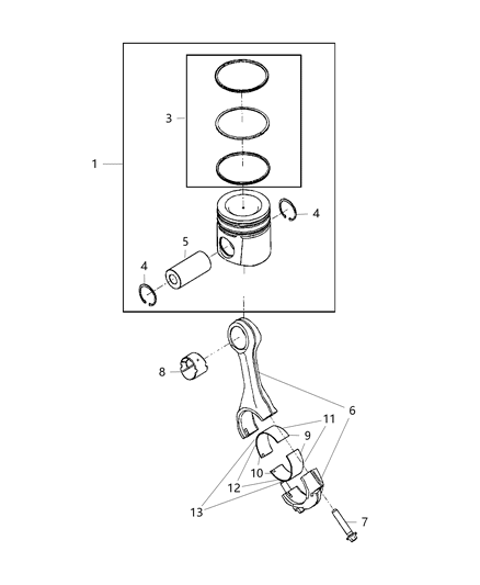 2011 Ram 3500 Cab Chassis Pistons , Piston Rings , Connecting Rods & Connecting Rod Bearing Diagram 2 - Thumbnail